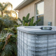 An outdoor HVAC unit in Lakeland, Florida, with frost on the coils during the 2026 record freeze